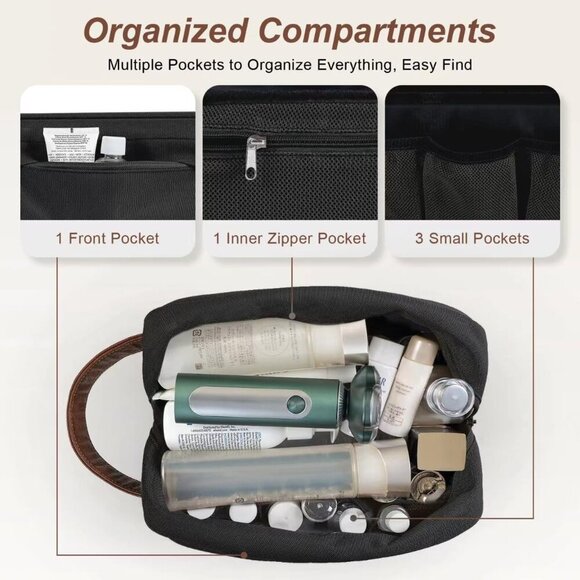 Travel Toiletry Bag for Men, Hanging Toiletry Organizer, Water Resistant Shaving - Picture 5 of 8